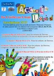 Inscriptions CLSH et CAJ d'été
